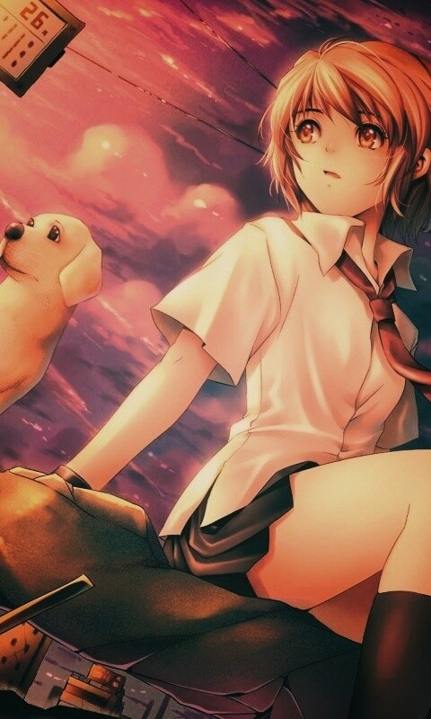 Девочка с собакой обои