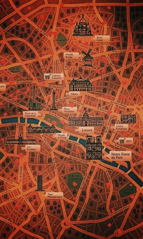 Карта Парижа обои