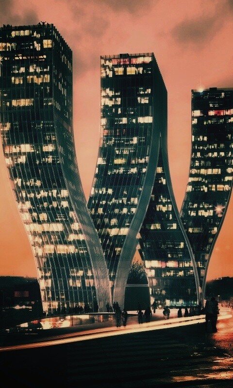 Здание в форме буквы W обои