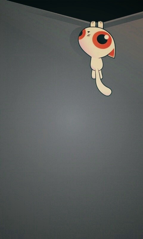 Кот, зацепившийся за край обои