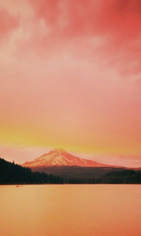 Закат над горой обои