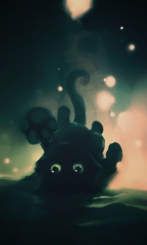 Нарисованный котенок обои