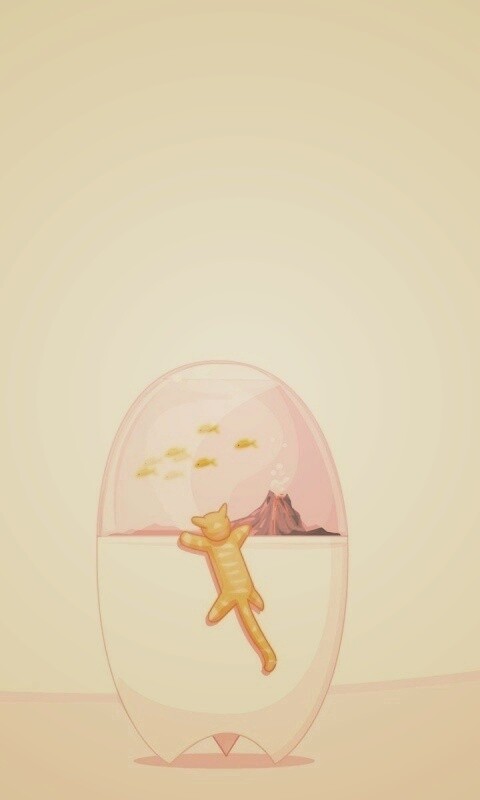 Кот прыгает на аквариум обои