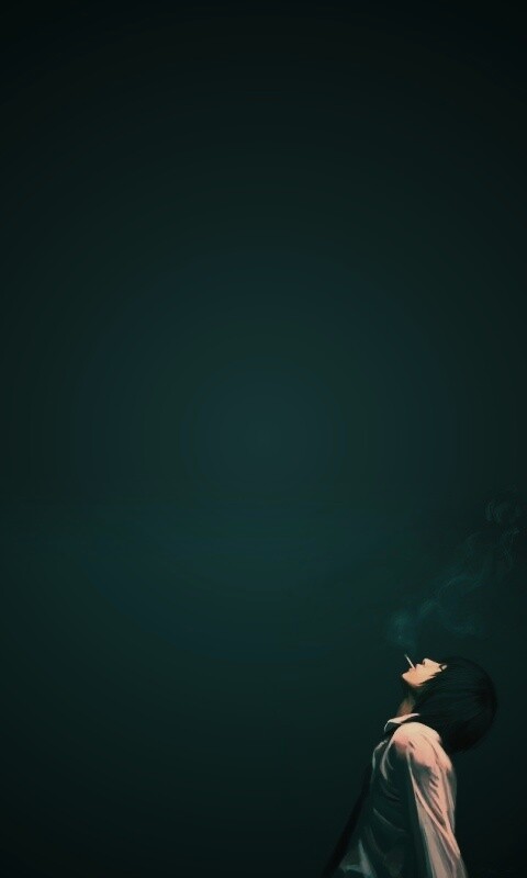 Курящий в углу обои