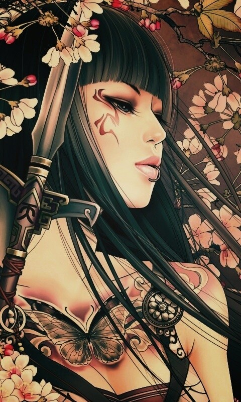 Элегантная девушка с оружием обои