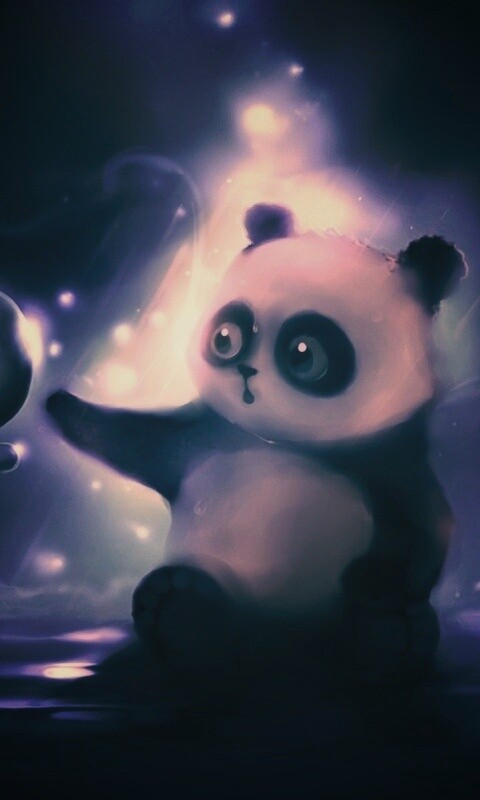 Панда и пузырек обои