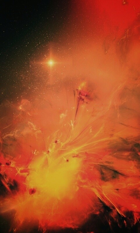 Туманность в красно-жёлтых тонах обои
