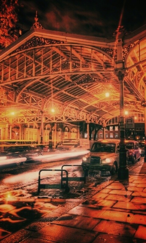 Город под фонарями обои