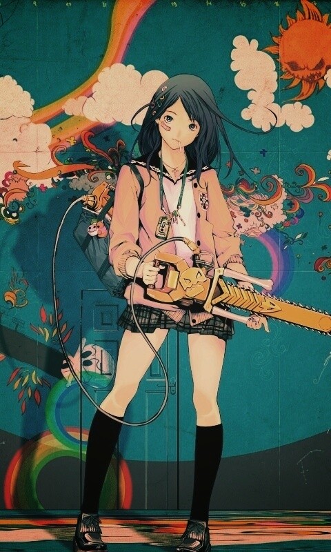 Девушка с бензопилой обои