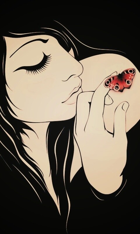 Бабочка на плече обои