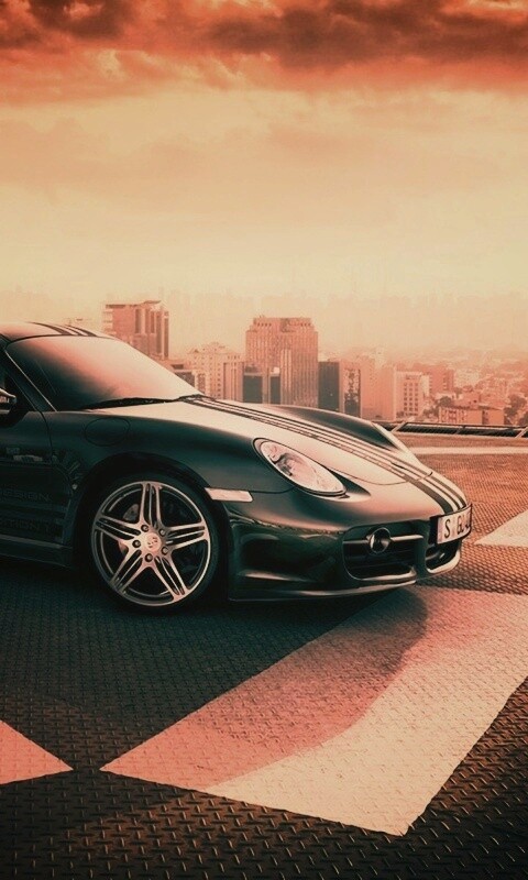 Порш на вертолетной площадке обои