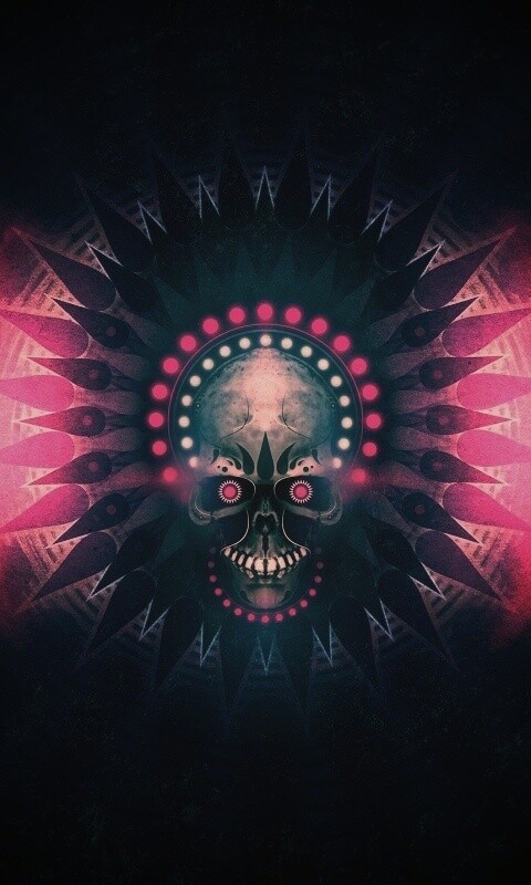 Неоновый череп обои