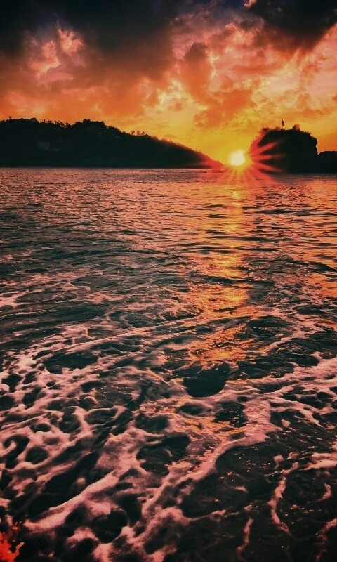 Закат в лагуне обои