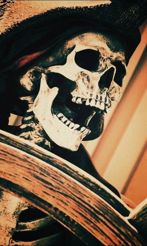 Скелет пирата за штурвалом обои