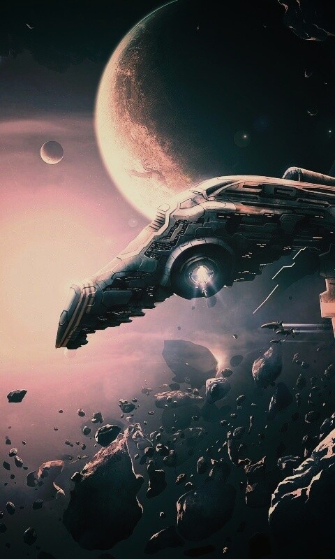 Космические корабли в поясе метеоритов обои