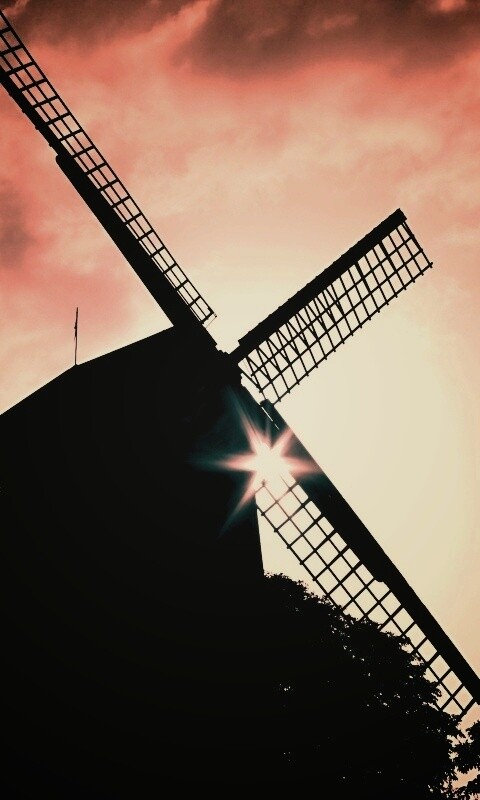 Силуэт мельницы обои