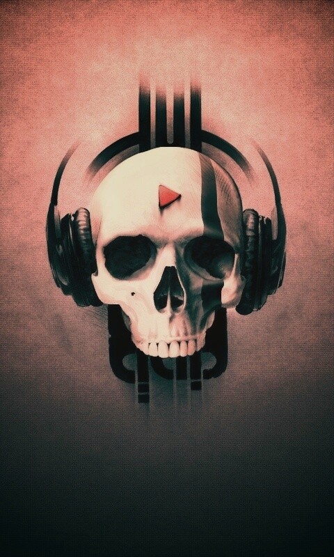 Череп в наушниках обои