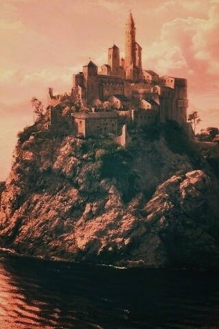 Замок на скале обои