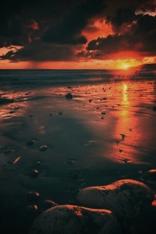 Закат солнца на пляже обои