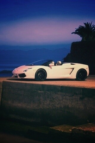 Белый кабриолет ламбо обои