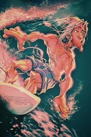 Карикатура на серфера обои