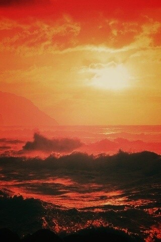 Волны на закате обои