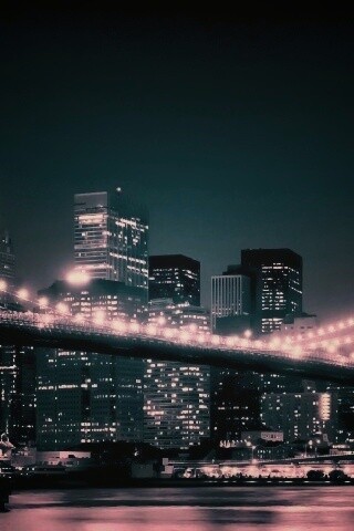 Вид на ночной Нью-Йорк обои