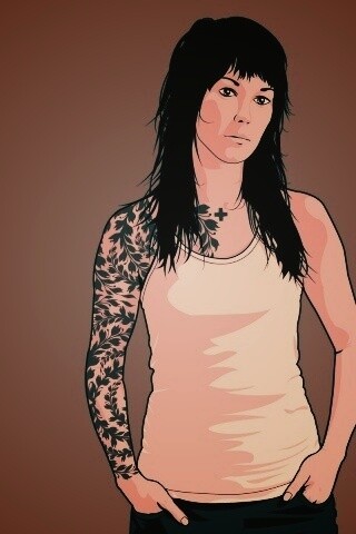 Девушка с татуировкой в виде листвы обои