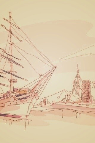 Парусник у города обои