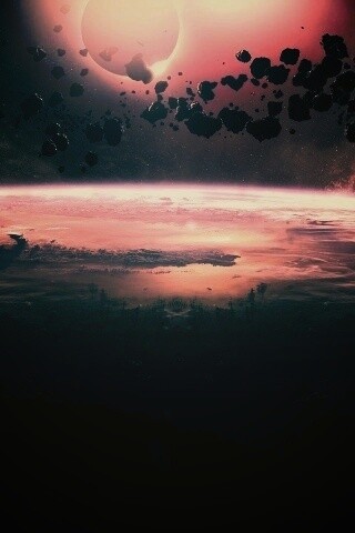 Пояс астероидов над планетой обои