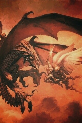 Ангел против дракона обои