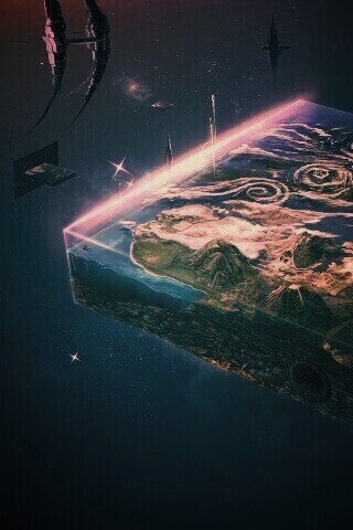 Кубическая земля в вакууме обои