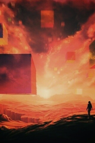 Кубы в небе обои