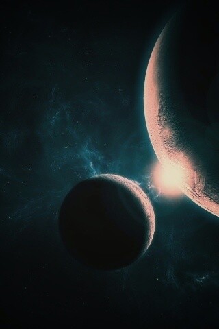 Планета и спутник обои