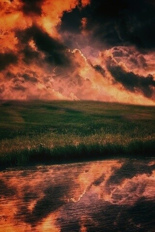 Тучи над лугом обои