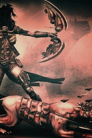 Лучница с боевым псмо обои