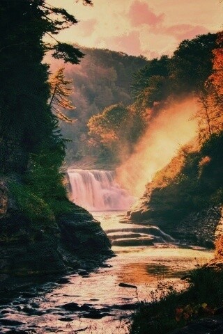 Скалистый водопад обои