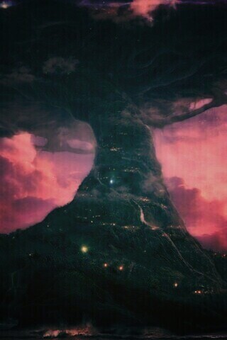 Дерево-город обои