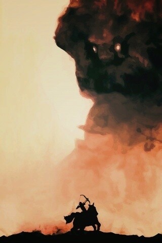 Всадник и огромный голем обои