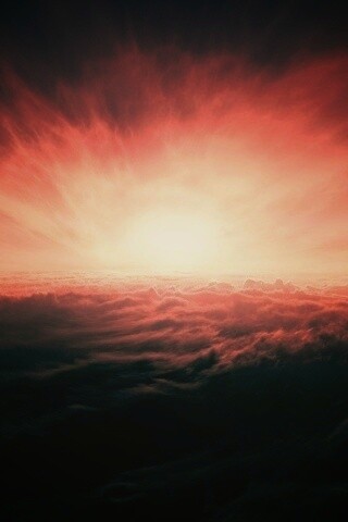 Закат над облаками обои