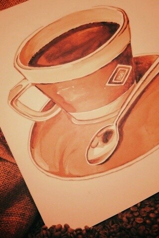 Нарисованная чашка кофе обои