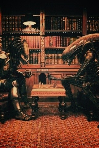 Чужой против хищника в шахматы обои