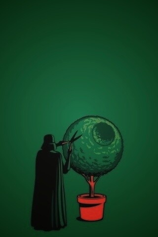 Дарт Вейдер постригает куст обои