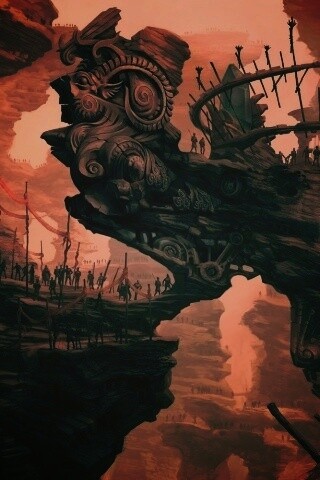 Древний корабль в скалах обои