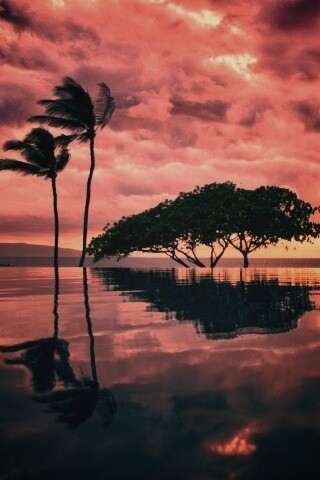 Восход над озером обои