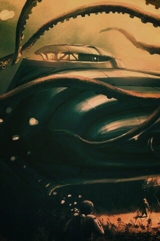 Наутилус в плену щупалец обои