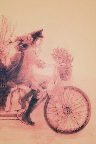 Развозчик цветов в пастельных тонах обои