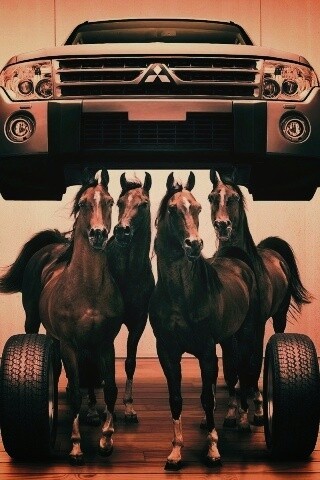 Лошадинные силы - принт Митсубиси обои