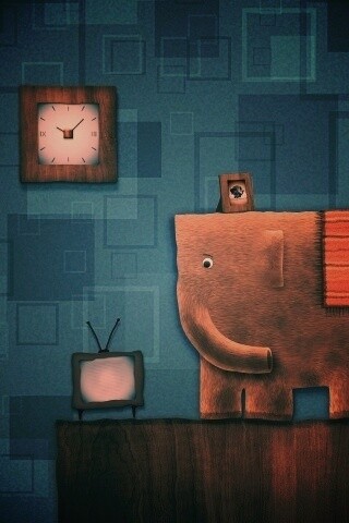 Слон, часы и телевизор обои