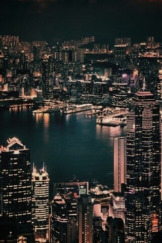 Небоскребы ночью обои